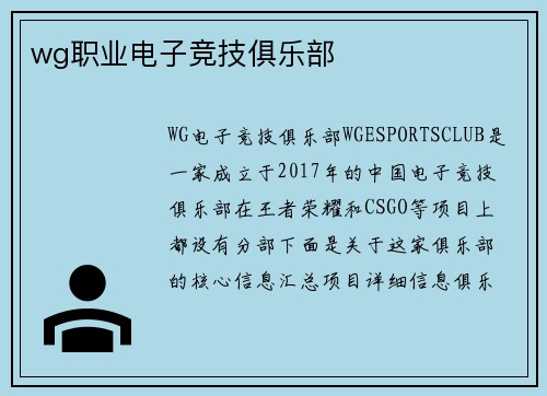 wg职业电子竞技俱乐部